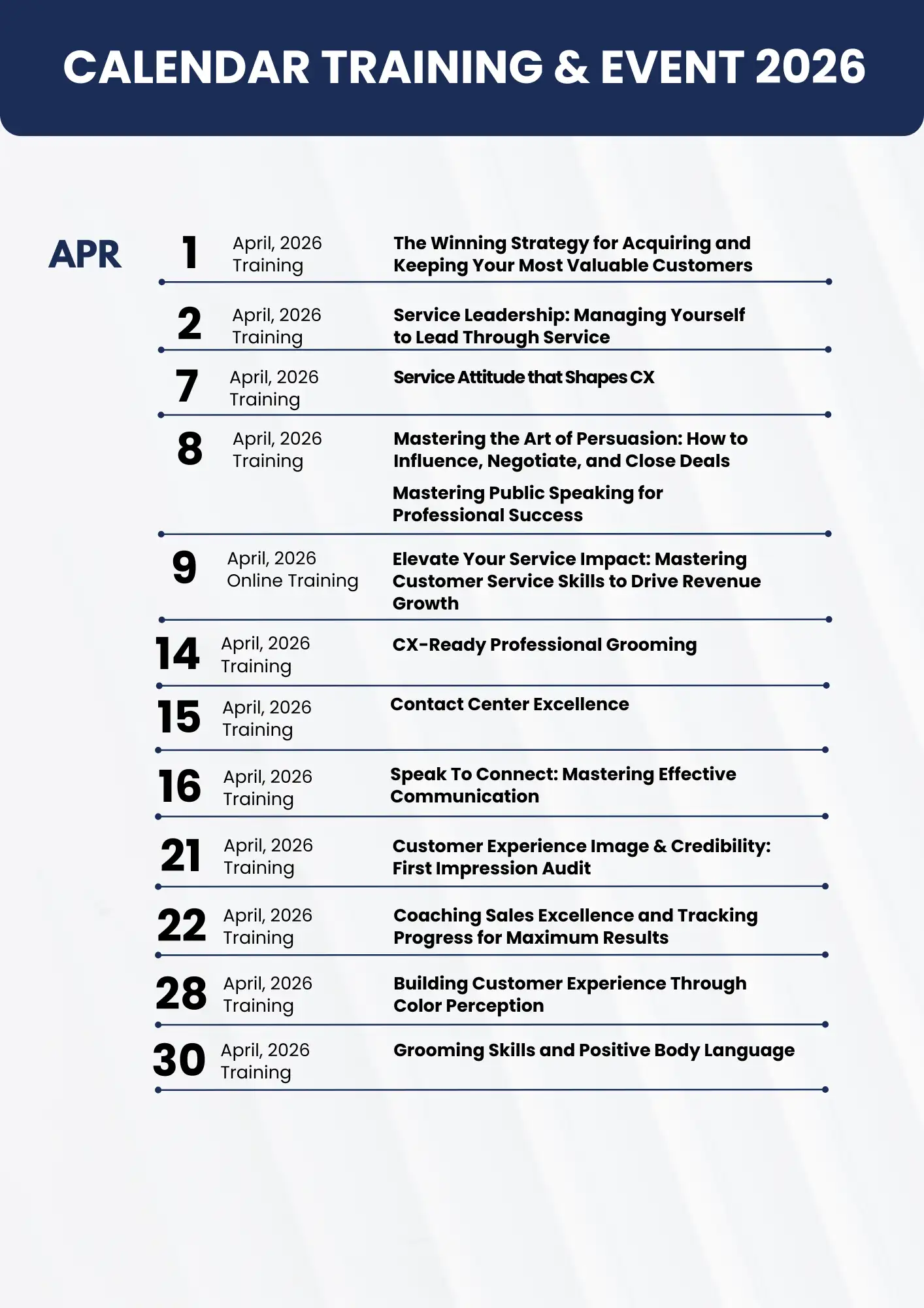 Kalender Training TBA 2026
