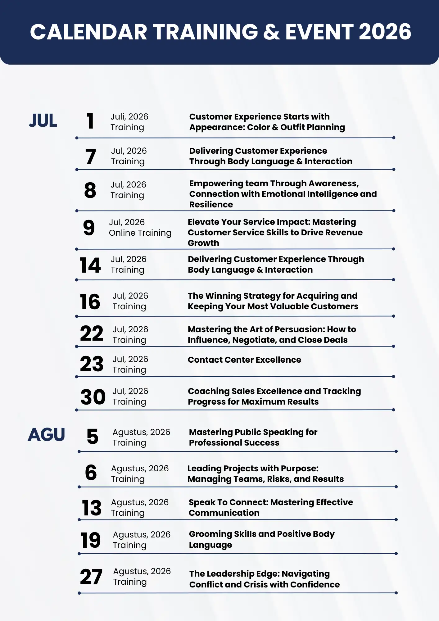 Kalender Training TBA 2026